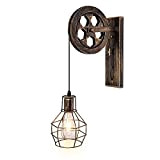 1 lampada industriale retro puleggia a soffietto caratteristiche della lampada da parete, paralume in gabbia di ferro opaco per illuminazione ...