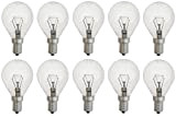 10 lampadine a incandescenza a goccia, 40 W, E14, trasparenti, P45, luce bianca calda, 2700 K, intensità regolabile, Gocce E14, ...