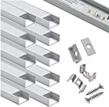 10 pz Profilo in Alluminio U-Figura - Profilo LED per Strisce LED,Compatto Finitura Professionale a Alluminio LED con Tappo laterale ...