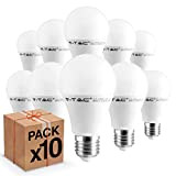 10 x Lampadine LED V-Tac E27 9W Bulbo A60-806 lumen - 2700K,4000K, 6400K (Bianco Caldo 2700k) [Classe di efficienza energetica ...