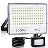 100W Faretto LED da Esterno con Sensore di Movimento, IP67 Impermeabile Faro LED Esterno con Sensore,10000LM Faretti Led Esterno,7000K Luce ...