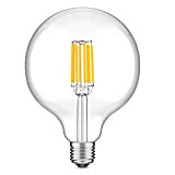 10W G125 E27 Edison LED Filamento Vetro Globo Lampadina, LuxVista Lampada Decorativa Classico Sfarfallio Non Dimmerabile Luce Calda 2700K Equivalente ...