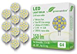 10x Lampadina a LED greenandco® G4 2,4W (equivalente 25W) 250lm 3000K (bianco caldo) 120° 12V DC, non dimmerabile