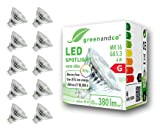 10x Spot a LED greenandco® IRC 90+ 3000K 36° GU5.3 MR16 6W (equivalente spot alogeni 40W) 380lm (bianco caldo) SMD ...