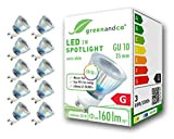 10x Spot a LED greenandco® IRC 90+ GU10 35mm 3W (equivalente spot alogeni 30W) 160lm 3000K (bianco caldo) 50° 230V ...