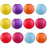 12 lanterne decorative di carta, 20,32 cm, colorate, tonde
