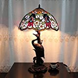 18 Inch Table Lamp europeo Tiffany colorato Bead Vintage Pastorale lusso Desk Lamp Lampada da comodino - Gru Base