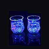 2 bicchieri da vino illuminanti a LED, con luce luminosa, attivati con acqua, per bar, night club, feste di Natale, ...