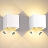 2 Pezzi 12W Applique da Parete LED Con Sensore di Movimento Per esterno/interno 3000K Bianco Caldo Lampada da Parete Moderna ...