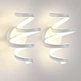 2 Pezzi Applique da Parete Interno Moderno LED Lampada da Parete Spirale Bianco 20W 4000K Luce Naturale Lampade Muro Per ...