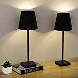 2 pezzi Lampada da Comodino,Base per lampada da scrivania con spina lampada moderna in metallo nero,Lampadine E26 per Lettura, applica ...