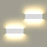 2 Pezzi Lampada da Parete 12W Bianco Caldo LED Applique da Parete con Stile Moderno,Up Down Interni Lampada a Muro ...
