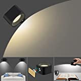2 Pezzi Lampada LED da Parete Interno, Applique da Parete Moderno Controllo Touch, Lampada da Muro Batteria Ricaricabile con Cavo ...