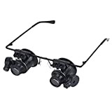 20X Glasses Type Double Eye Binocular Magnifier Watch Repair Tool Magnifier with Two Adjustable LED Lights