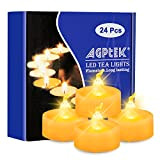 24pcs Candele a LED, AGPtek Sacco giallo ambrato LED batteria Light Candle con Timer (Yellow Flickering with Timer)