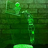 3D Basket – Lampada a forma di palla, illusione ottica LED, luce notturna ottica, 7 colori, tattile, lampada da comodino, ...