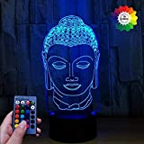 3D Buddha Night Light Lamp 7/16 Cambiamento di Colore LED 3D Lampada USB Power Telecomando Decor Decorazioni di Natale Regalo ...