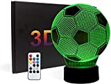 3D Calcio LED Luce notturna,illusione creativa 3D Illusion Calcio Effect USB di ricarica LED Night Lamp con 7 colori che ...