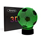 3D Illusion Football Lights Lampada, Soccer LED Table Desk Decor 7 colori Touch Control USB Powered Party Decoration 3D Visual ...