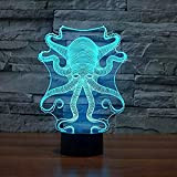 3D Illusion Lamp octopus 7 Lampada da tavolo USB cambiante colorata Decorazioni per ufficio a casa Lampada Regali di Natale-16 ...