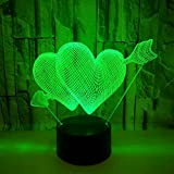 3D Illusion Light-Pierce Your Heart Night Light 3D Led Lamp Mood Lamp Decor Lamp Night Light For Kids Game Gifts-Remote ...