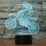 3D Illusione Ottica Led Lampada di Illuminazione Luce Notturna, Cooja Bicicletta Lampada da Tavolo 7 Colori con Acrilico Caricatore USB ...