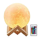 3D Lampada Luna, Manrogo 16 Colori Luce Notturna Lampada 15 cm LED Notturna Luminosità Regolabile Telecomando e Controllo Tattile Ricarica ...