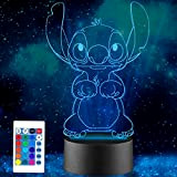 3D LED Luce Tenvava Stitch Night Light Lilo e Stitch Regali 3D LED Intelligente Telecomando Stitch Lampada 16 Colori Lilo ...