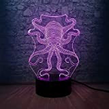 3D LED Octopus Seppie RC Underwater World Fish USB LED Lampada 7 colori Night Light con lampada da tavolo a ...