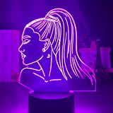 3d Night Light Cantante Ariana Grande Regalo per i fan Arredamento camera da letto Luce Led Sensore tattile Lampada da ...