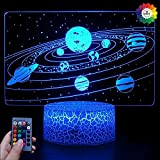 3D Sistema Solare Spazio Cosmico Night Light Lamp 7/16 cambiamento di colore LED USB Power Telecomando Decor Table Kids Gift ...