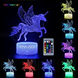 3D Unicorn Night Light per bambini, LED USB Nightlights Illusion Horse Touch Lampada da tavolo Lights with Remote Control for ...