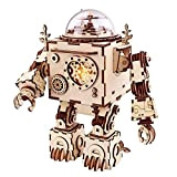 3D Wooden Puzzle Music Box Handcrafted Toys Best Gifts for Men Women Kids DIY Robot Figures with Light for Christmas ...