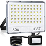 50W Faretto LED da Esterno con Sensore di Movimento, IP67 Impermeabile Faro LED Esterno con Sensore, 5000LM Faretti Led Esterno,7000K ...