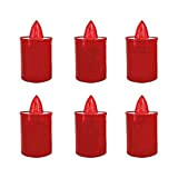 6x Lumino Votivo funebre a LED h. 6 cm 50 gg, Rosso fiamma tremolante, candela elettrica cimitero 2 batterie AA