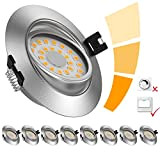 8 faretti LED da incasso ultra piatti, 230 V, luce bianca calda, 500 lm, orientabili, 3 livelli, dimmerabili, IP44, per ...