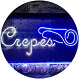 ADV PRO Crepes Restaurant Dual Color LED Enseigne Lumineuse Neon Sign Blanc et Bleu 300 x 210mm st6s32-i3481-wb