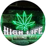 ADV PRO Marijuana Hemp Leaf High Life Dual Color LED Enseigne Lumineuse Neon Sign Blanc et Vert 300 x 210mm ...