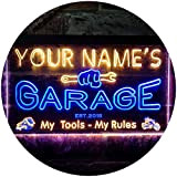 ADV PRO Personalized Your Name EST Year Theme Garage Man Cave Deco Dual Color LED Enseigne Lumineuse Neon Sign Bleu ...