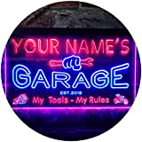 ADV PRO Personalized Your Name EST Year Theme Garage Man Cave Deco Dual Color LED Enseigne Lumineuse Neon Sign Bleu ...