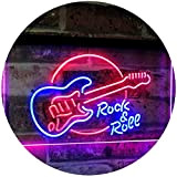 ADV PRO Rock & Roll Electric Guitar Band Room Music Dual Color LED Enseigne Lumineuse Neon Sign Bleu et Rouge ...