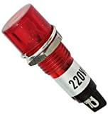 AERZETIX - Indicatore luminoso rotondo - 230 V CA - Lampada al neon luce rossa - Corpo rosso - Ø10mm ...