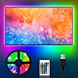 AETKFO Striscia LED TV 2 M, USB LED Striscia Retroilluminazione TV 5050 RGB con Telecomando,16 Colori 4 Modalit, Luci LED ...