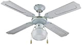 Agitatore/Ventilatore da soffitto in legno laccato bianco 1 lampada