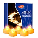AGPtEK Candele LED Lumini LED 24 pz, Tremolante Candele senza Fiamma LED Luce Gialla Calda,per Decorazione di Casa Camera Natale ...
