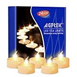 Agptek Candele LED Timer Tremolante Candele senza Fiamma LED Luce Bianca Calda per Decorazione, 24 pezzi