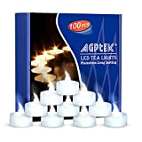 AGPTEK DE1XS – Set di 100 LED pieghe CR2032 con candela tremolante calda, bianca, fiamma decorativa per Natale, matrimonio, Halloween, ...