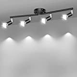 AIBOO - Plafoniera a LED orientabile, attacco GU10, nichel opaco, per LED da 230 V, lampada da soffitto a LED ...