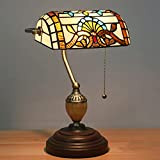 AIBOTY Tiffany Style Style Glass Bankers Lampada Baroque Lampada da Tavolo Baroque Lampada da Comodino Vintage per Camera da Letto ...