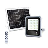 Aigostar - Faretto solare LED per esterni con telecomando da 100W, luce bianca 6500k. Faretto solare crepuscolare con funzione timer, ...
